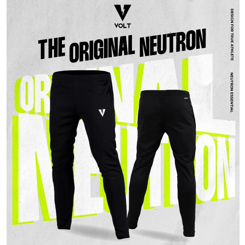 VOLT กางเกงขายาวผู้ชาย รุ่น NEUTRON 001 ESSENTIALS สีดำ ผ้ายืด ระบายอากาศ สำหรับเทรนนิ่งและออกกำลังกาย