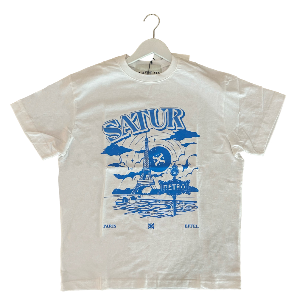 [ของแท้💯พร้อมส่ง] SATUR เสื้อยืดรุ่น Paris Metro Graphic T-Shirt Blue