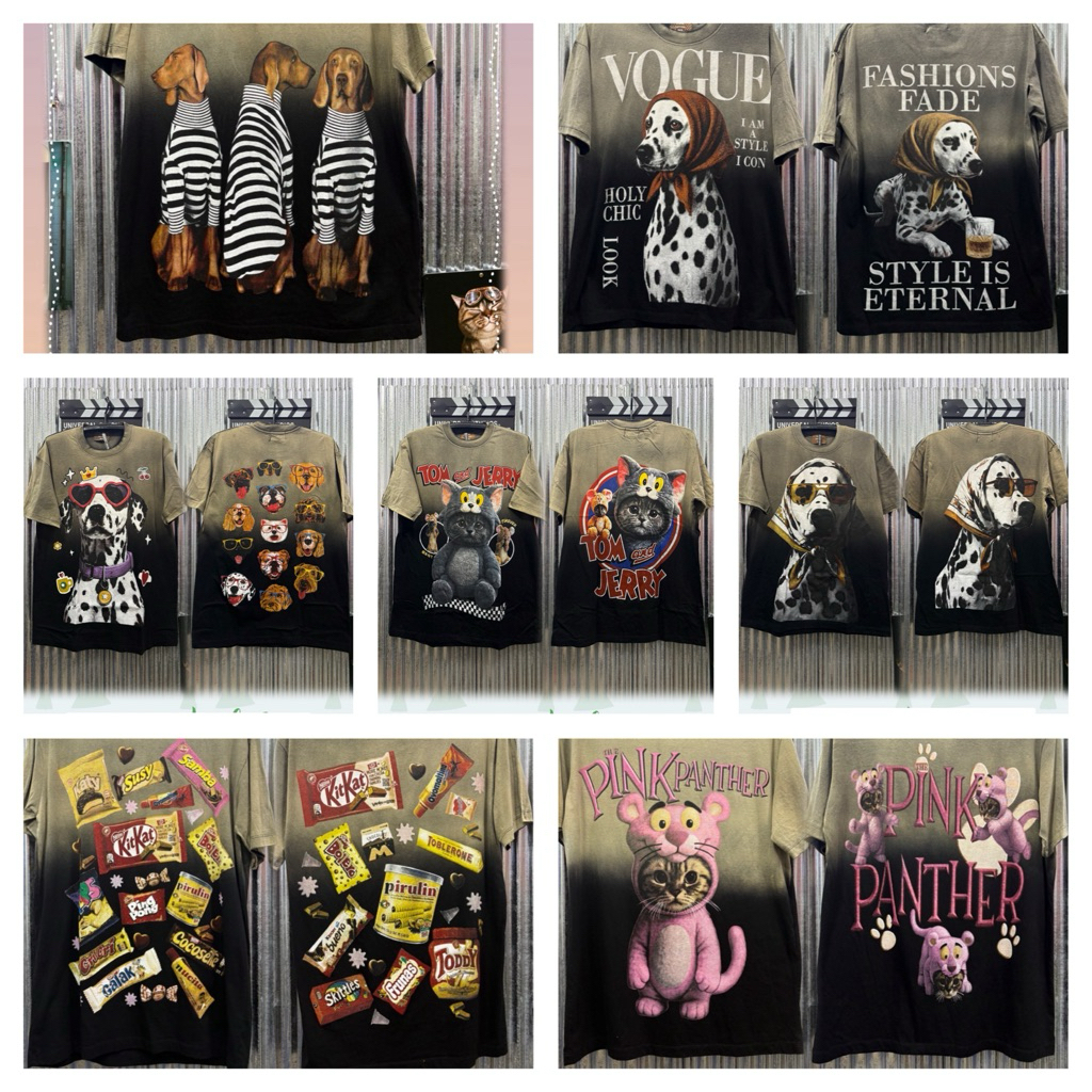BKK009 ทูโทนพ่นบน เสื้อยืดฟอกoversizedอก44-46ย28
