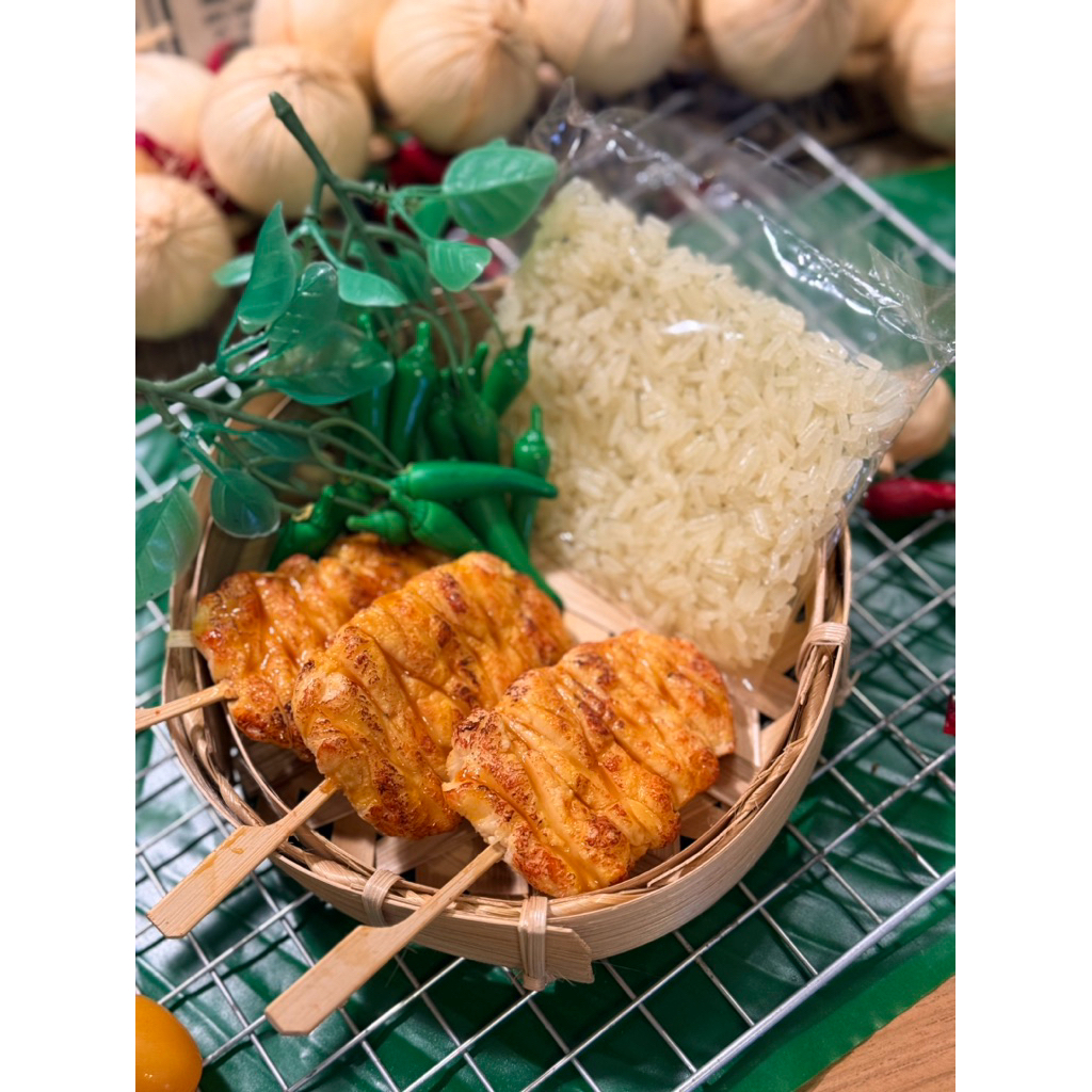 โมเดลหมูปิ้ง ข้าวเหนียว โมเดลอาหาร โมเดลอาหารไทย โมเดลอาหารเช้า (ราคารวมเข่ง)