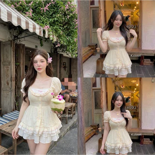(อก30-42) เสื้อแขนตุ๊กตาสไตล์เกาหลี แต่งระบายลูกไม้และโบว์หวานทรงตุ๊กตา สาวอวบใส่ได้ อกได้ถึง 42 นิ้ว(เสื้ออย่างเดียว)