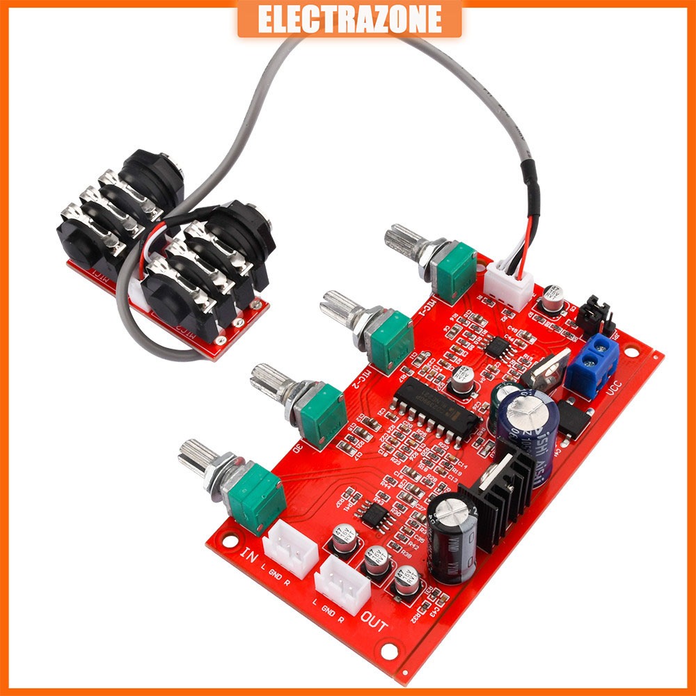 บอร์ดไมค์โครโฟน ปรีไมค์คาราโอเกะ dc7-24v PT2399 พร้อมระบบสะท้อนเสียง ปรับเอฟเฟกต์เสียง เอฟเฟกต์พรีแอมป์