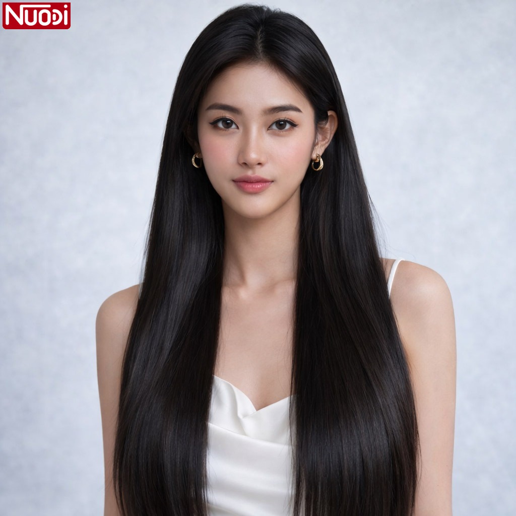 Nuodi วิกผมผู้หญิง ผมตรงแสกกลาง แฮร์พีชผมยาว มีให้เลือก 4 สี ฟรีตาข่ายคลุมผม ผมปลอมเหมือนจริง