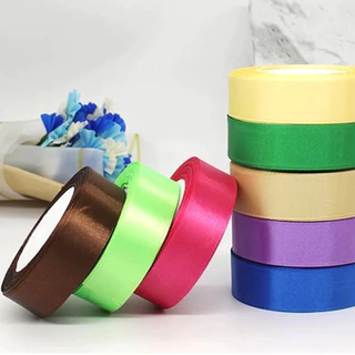 ริบบิ้นผ้าซาติน หน้ากว้าง 2.5CM ยาว 25 หลา ริบบิ้นทำโบว์ ตกแต่ง ริบบิ้นตกแต่ง DIY 30สี