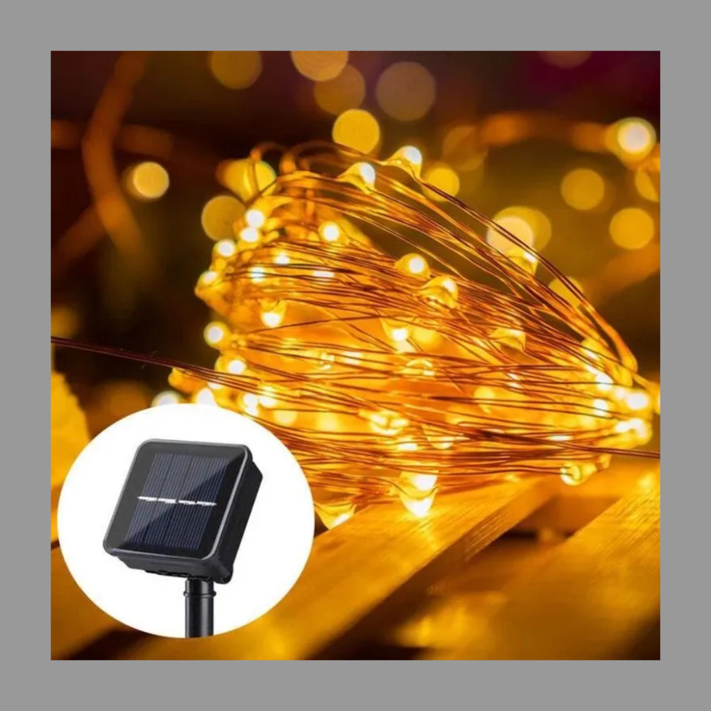 Solar Powered LED Fairy Lights Outdoor Waterproof String Lights Copper Wire Decor for Garden Patio W