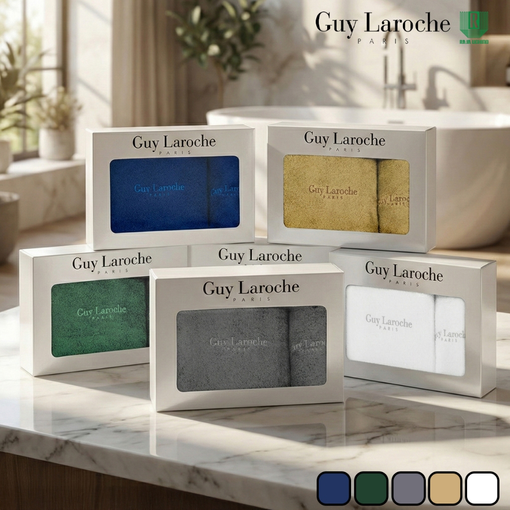 GIFTSET GUY LAROCHE  GOLD II COLLECTION TOWEL ผ้าขนหนูพรีเมี่ยมผ้าเช็ดตัว ขนาด 70x135 cm.ผ้าเช็ดผม ขนาด 38X85 cm.TGG203