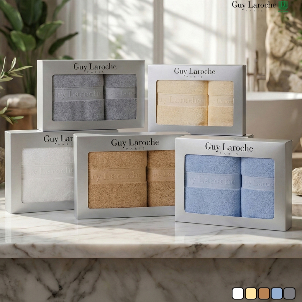 GIFTSET GUY LAROCHE TOWEL ผ้าขนหนูพรีเมี่ยม ผ้าเช็ดตัว ขนาด 70x140 cm. เช็ดผมขนาด 38x80 cm. [TGG202B7]