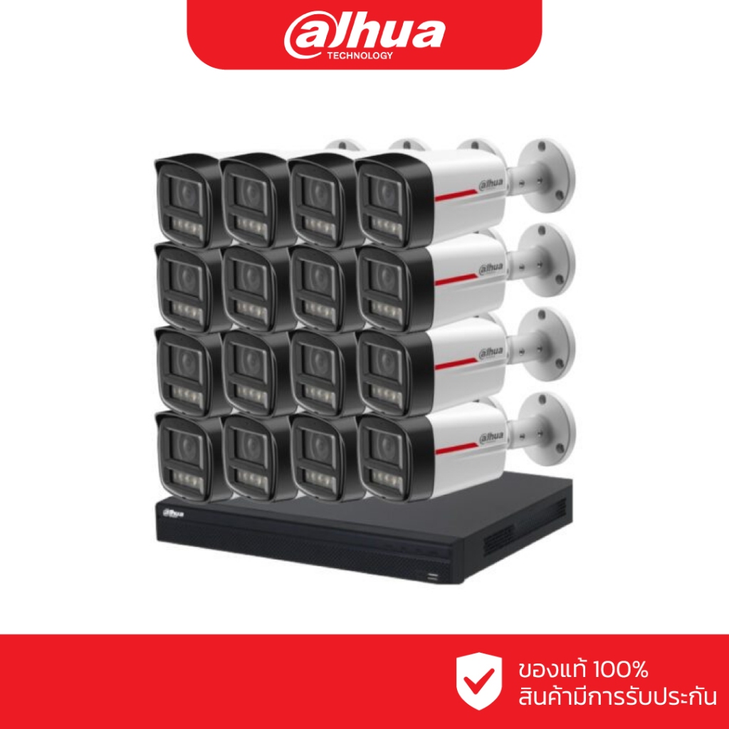DAHUA ชุดกล้องวงจรปิด IP 16 ตัว 4 ล้านพิกเซล รุ่น DH-IPC-HFW2449TLP-S-PRO + DHI-NVR4216-16P-4KS3 (Wi