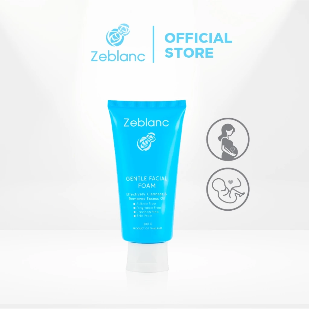 โฟมล้างหน้าคนท้อง สำหรับ ผิวบอบบาง Zeblanc Gentle Facial Foam ปราศจากแอลกอฮอล์ ไม่ผสมน้ำหอม