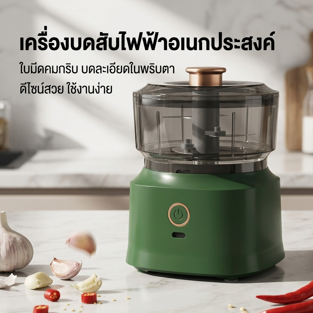 เครื่องปั่นอาหารไร้สาย เครื่องบดสับผัก ไฟฟ้าไร้สาย เครื่องบดกระเทียม เครื่องปั่นมินิ ชาร์จUSB