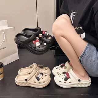 JSNB รองเท้าแตะผู้หญิง รองเท้าหัวโต Clogs น้องหมาหูยาว ติด Jibbitz สุดคิ้วท์ รองเท้าแฟชั่นผู้หญิง สไตล์เกาหลี [H827]