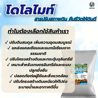 โดโลไมท์ผง 1ถุง ขนาด 2 กก. สารปรับสภาพดิน สารปรับสภาพดน้ำ ปรับ pH ดินและน้ำ บำรุงราก ตราเหยี่ยวดำ