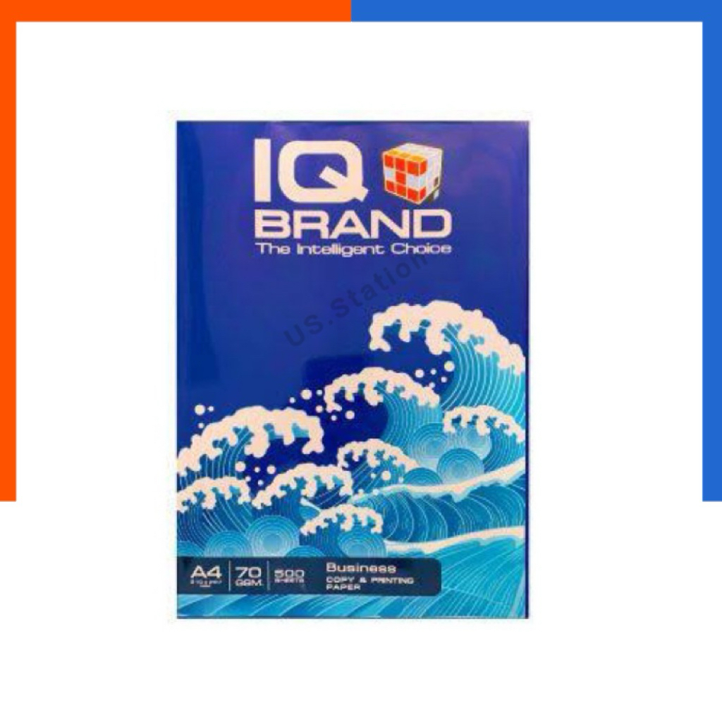 กระดาษถ่ายเอกสาร A4 ยี่ห้อ IQ BRAND 70g/500แผ่น [1รีม] ขนาด 21x29.7ซม. เรียบ ลื่น ห่อแพคหนาอย่างดี กระดาษ US.Station