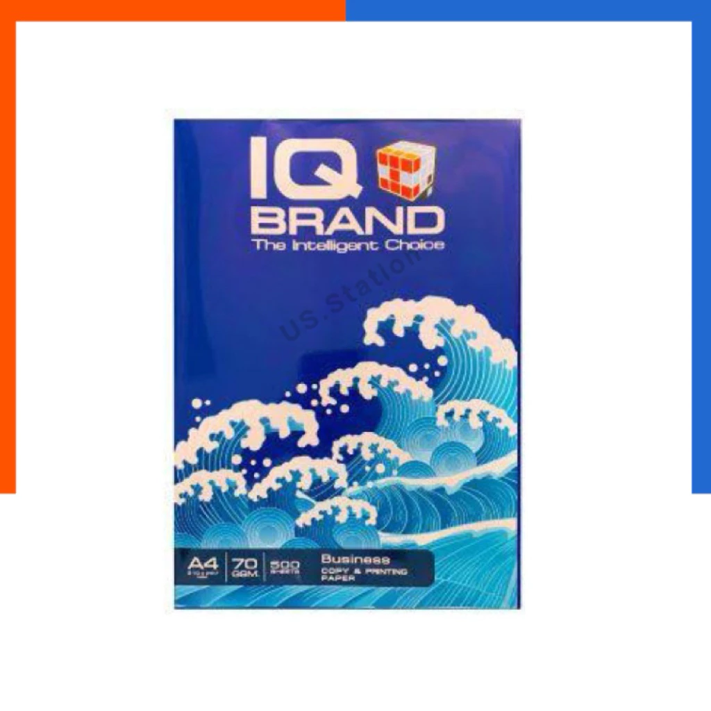กระดาษถ่ายเอกสาร A4 ยี่ห้อ IQ BRAND 70g/500แผ่น [1รีม] ขนาด 21x29.7ซม. เรียบ ลื่น ห่อแพคหนาอย่างดี กระดาษ US.Station