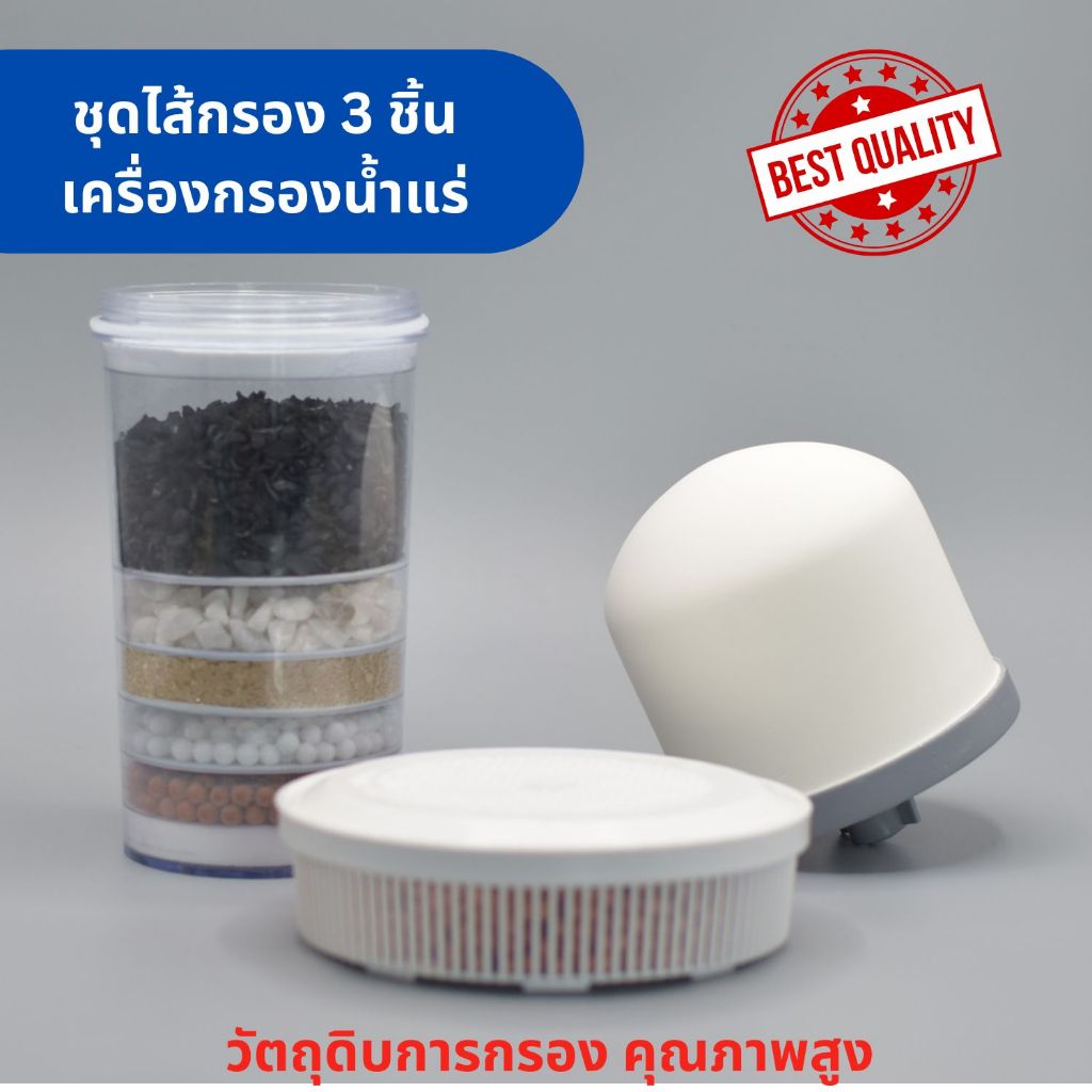 ชุดไส้กรอง 3 ชิ้น สำหรับเครื่องกรองน้ำแร่แบบโดม (เซรามิก , ไส้กรอง 5 ชั้น , ถาดหินแร่)