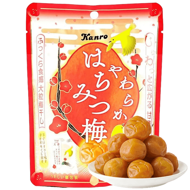 Kanro Sweet Pickled Plum With Honey บ๊วยสดดอง บ๊วยดองน้ำผึ้ง เนื้อนิ่ม  บ๊วย จากญี่ปุ่น (ซอง40กรัม) 008669