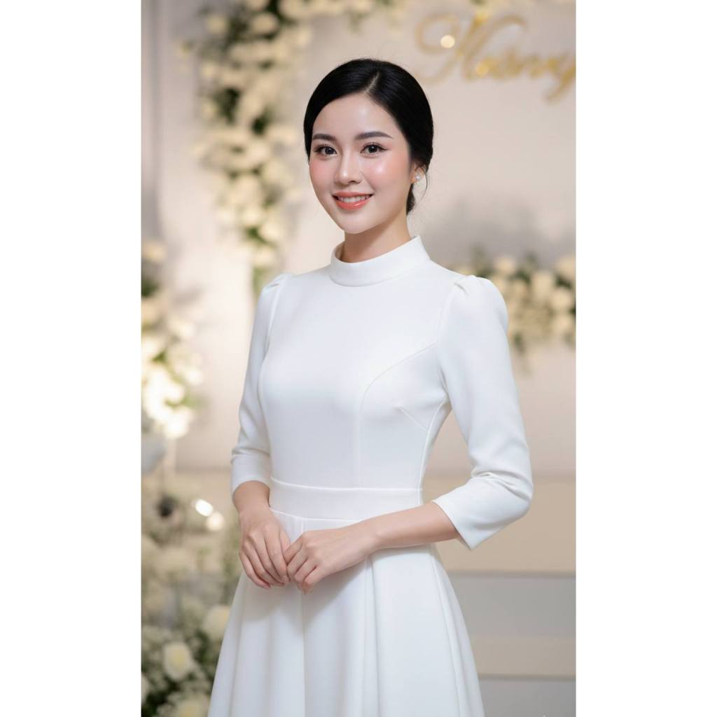 เดรสผ้าฝ้ายลินินคอเต่ากระโปรงย้วย8ชิ้น (ดส03)