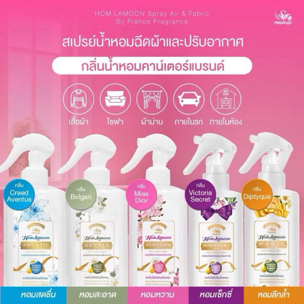 สเปรย์น้ำหอมฉีดผ้าหอมละมุน 180 มล.