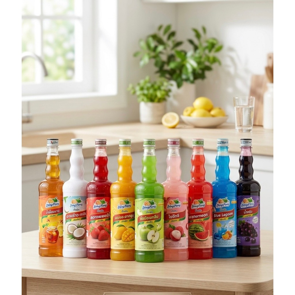 น้ำผลไม้เข้มข้น ตราติ่งฟง มีหลากหลายรสชาติ ขนาด 670 ml.