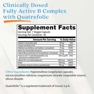 Doctor's Best, Fully Active B Complex with Quatrefolic, 30 Veggie Caps