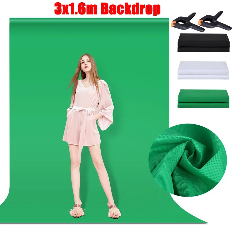 Photography Studio 3x1.6m Non-woven Backdrop White Black Green Screen Chromakey Background