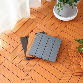 แผ่นปูพื้นสวนกลางแจ้ง (55pcs) พื้นไม้สำเร็จรูป ขนาด 30x30cm แผ่นไม้ตกแต่งสวน กันน้ำ/รอยเท้าไม่ลื่น
