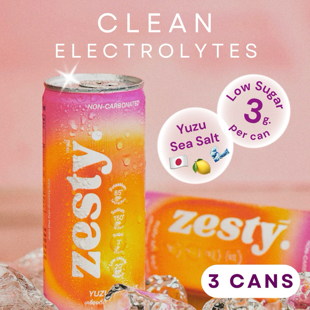 ZESTY Yuzu Sea Salt x 3 Cans | Clean Electrolytes Drink เครื่องดื่มยุซุผสมเกลือแร่ น้ำตาลน้อย