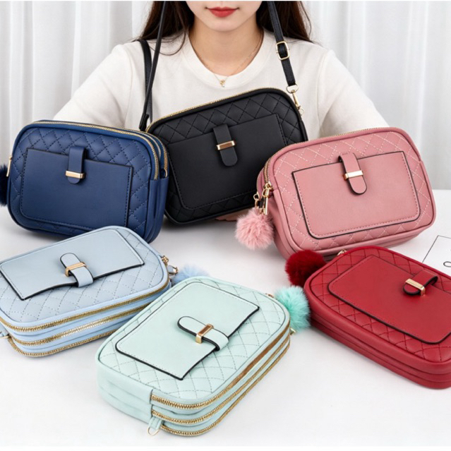 กระเป๋าสตางค์สะพายได้ 3ซิป ยอดฮิต หลากหลายสี(GC-304)