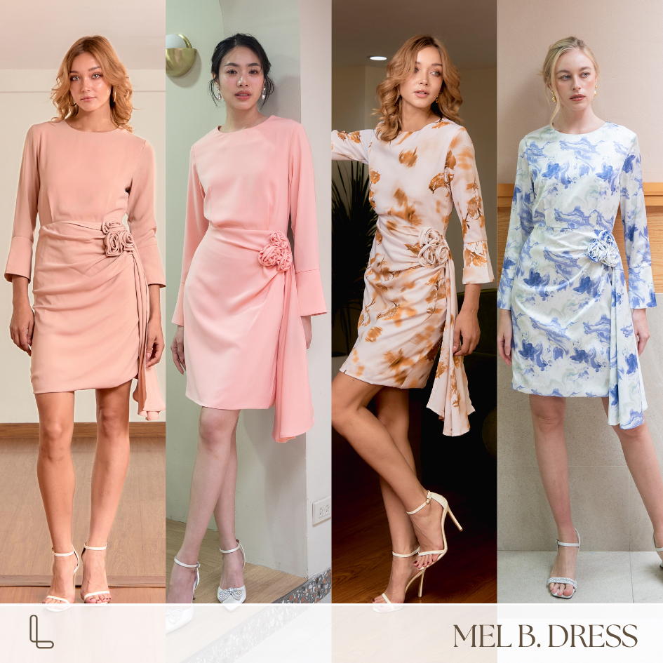 TheLoopBangkok | Mel B. Dress เดรสสั้นกระโปรงทรงเอ ใส่ออกงาน ดีเทลดอกไม้ด้านข้างเพิ่มมิติ