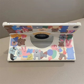 ขาตั้งหมุนได้ 360 องศา เคสแท็บเล็ตหนังแบบฝาพับ สติกเกอร์แฟชั่น Samsung Tab A11 A9 A8 A7 A 2019 + S6 S7 S8 S9 FE S10 Lite