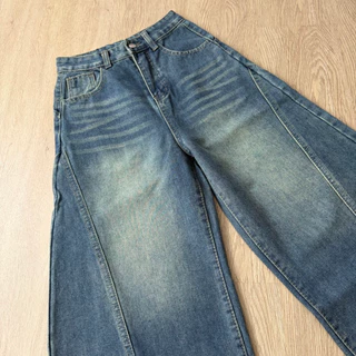 #5998 (XS-9XL) jinjeans กางเกงยีนส์ทรงบาเรล baggy กางเกงสาวอวบ กระบอกใหญ่ ขากว้าง Barel