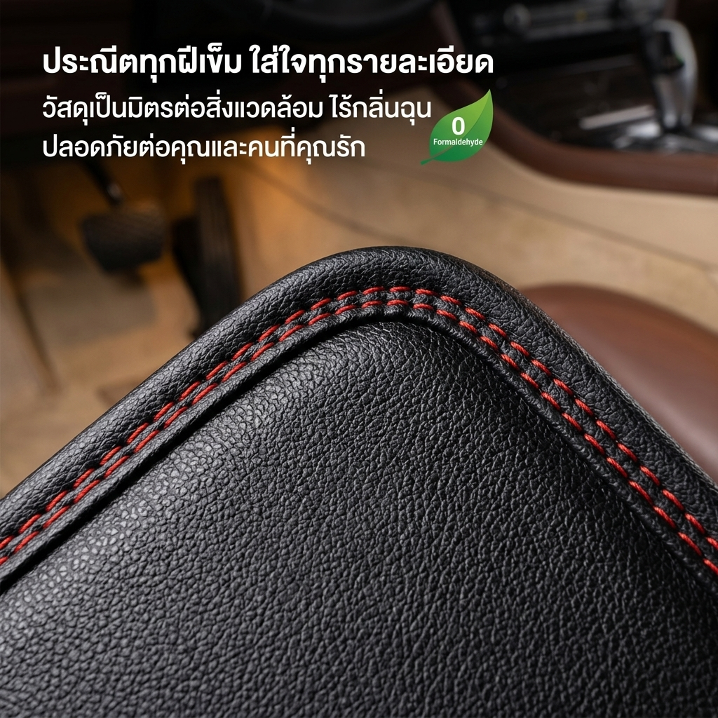 5 ชิ้น PUพรมปูพื้นรถ 6D ชุดพรมปูพื้นรถยนต์คุณภาพสูงพรมหนังวีไอพี ถาดรองพื้นรถยน ชิ้นสําหรับรถเก๋งและรถกระบะ รูปที่ 3