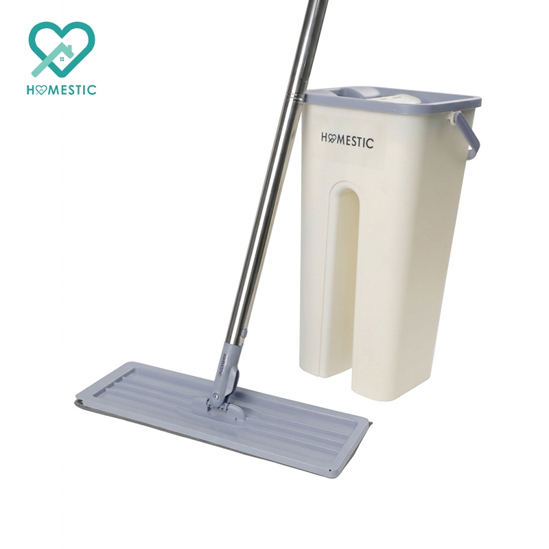 HOMESTIC ไม้ถูพื้นพร้อมถังรีดน้ำ แถมผ้าไว้เปลี่ยน ไม้ม็อบ ไม้ถูพื้น ถังถูพื้นแบบเรียบ