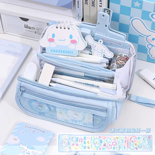 SANRIO 9 ชั้นความจุขนาดใหญ่กรณีดินสอ ซานริโอ คุโรมิ ดูดีมัลติฟังก์ชั่การจําแนกการจัดเก็บเครื่องเขียนถุงเก็บ