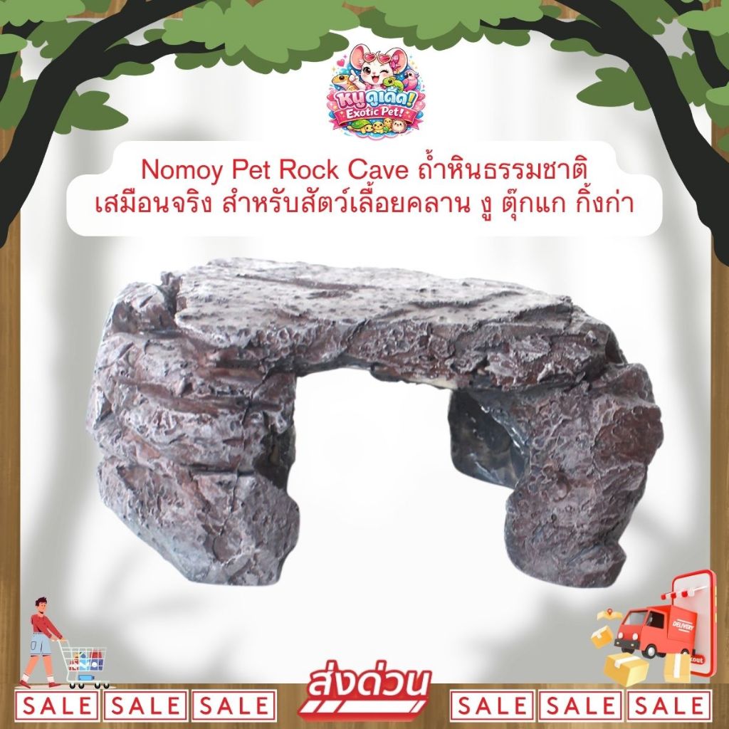 *ส่งไว* Nomoy Pet Rock Cave ถ้ำหินธรรมชาติ เสมือนจริง สำหรับสัตว์เลื้อยคลาน งู ตุ๊กแก กิ้งก่า