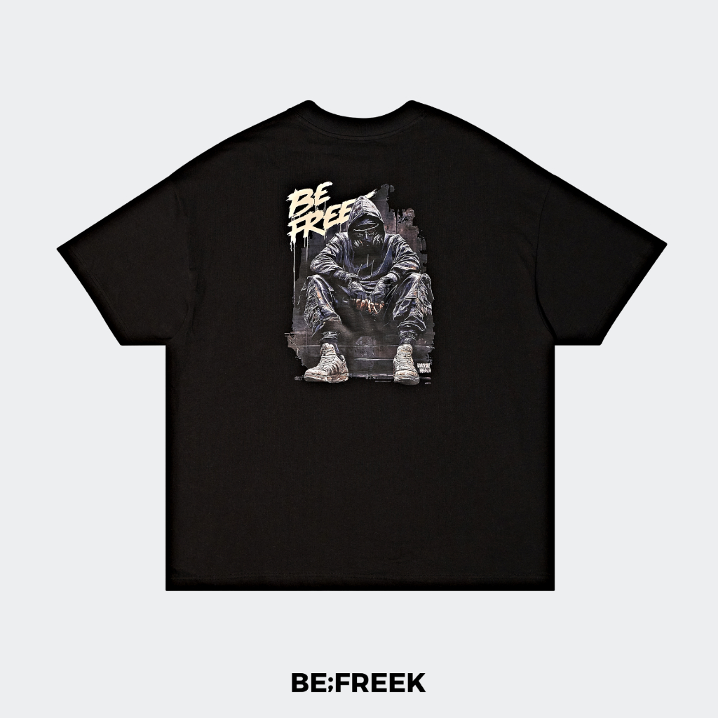 BE;FREEK เสื้อยืดสกรีนลาย GAS MASK BOY ทรง OVERSIZE สีดำ GAS MASK BOY OVERSIZE BLACK T-SHIRT