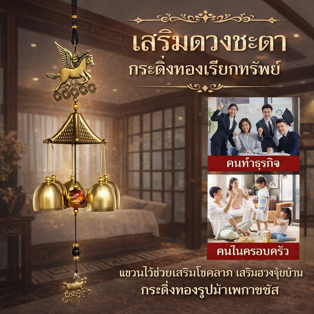 กระดิ่งลมม้าเพกาซัส✨ เรียกทรัพย์ เสริมโชค ฮวงจุ้ยแขวน เพิ่มดวงการเงิน ตกแต่งบ้านและสวน