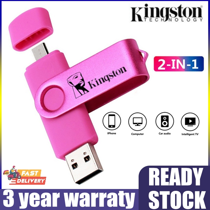 Kingston แฟลชไดร์ฟ OTG Flash drive Type-C/USB 2in1 1TB 2TB กันกระแทก กันน้ํา Flashdisk ไดรฟ์สําหรับโ