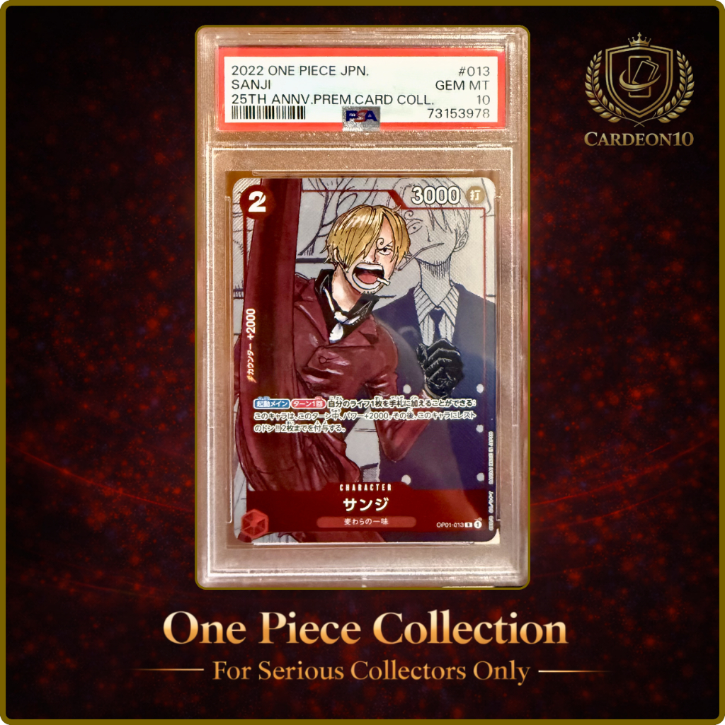 การ์ดแท้✅ พร้อมส่ง🚚 One Piece PSA10 Sanji 25th Anniversary Premium Card Collection #013 Gem Mint JAP
