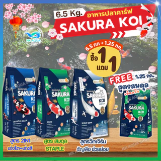 💥ฟรี❗สมดุล(เม็ดลอย)📌1.25กก.❗ อาหารปลาคาร์ฟ Sakura Koi (ซากุระ โค่ย)🟠สูตรเร่งโต🔵สูตร2in1🟢สูตรสมดุล 6.5กก.