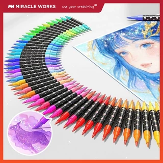 MW มาร์คเกอร์ 2 หัว ไฮไลท์ ชุดปากกามาร์กเกอร์กลิตเตอร์หัวคู่ 24/48/72/ สี พร้อมปากกาเน้นข้อความไฮไลต์สองหัว เครื่องเขียน