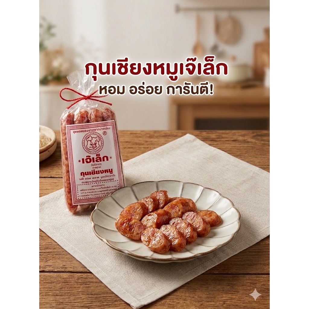 กุนเชียงหมูเจ๊เล็ก (ปากช่อง) ของแท้ 100% อร่อย สะอาด ไร้ผงชูรสและสารกันบูด ของฝากยอดฮิต [พร้อมส่ง]