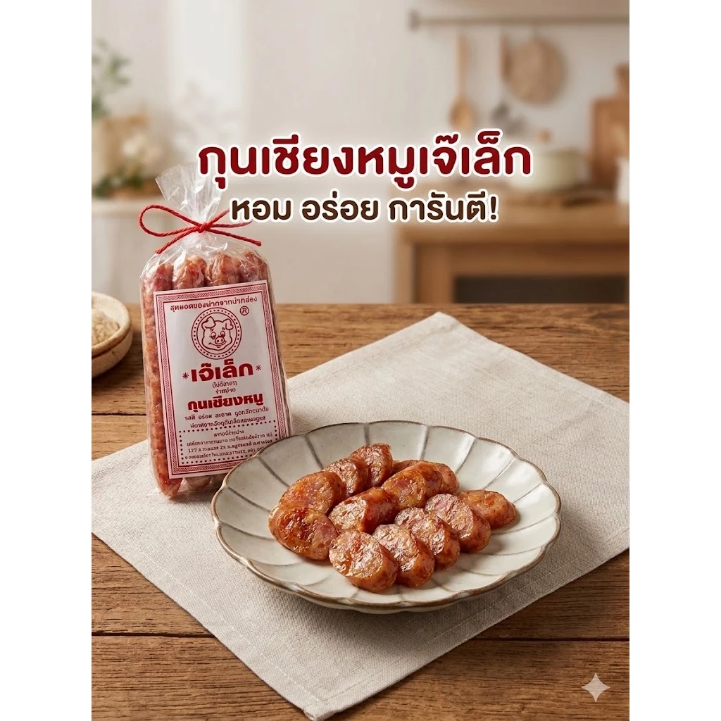 กุนเชียงหมูเจ๊เล็ก (ปากช่อง) ของแท้ 100% อร่อย สะอาด ไร้ผงชูรสและสารกันบูด ของฝากยอดฮิต [พร้อมส่ง]