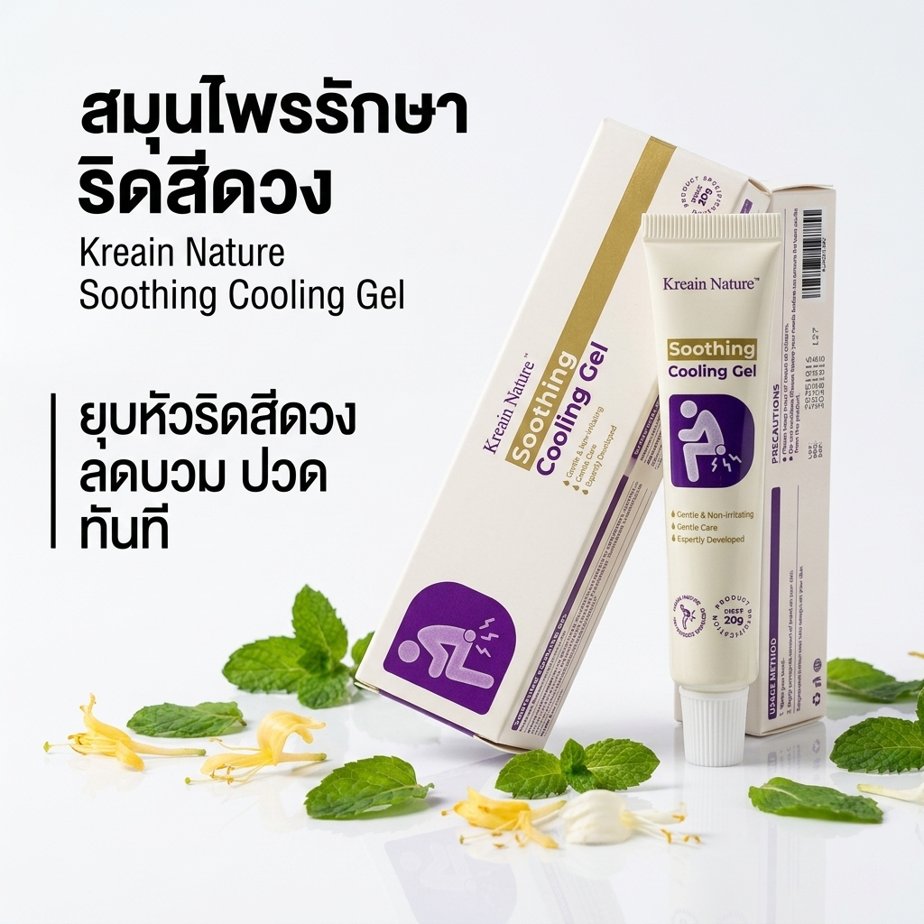 【Kreain Nature】ครีมทาแก้ริดสีดวงทวาร เนื้อเจลเย็นสบาย บรรเทาอาการปวดและคัน 20 กรัม ของแท้ 100%