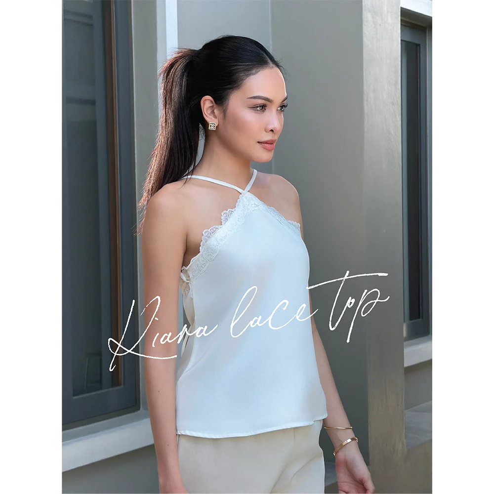 SEASON STUDIO - KIARA LACE TOP / เสื้อสายเดี่ยวผูกหลัง ดีเทลแต่งลูกไม้ ผ้าซาติน