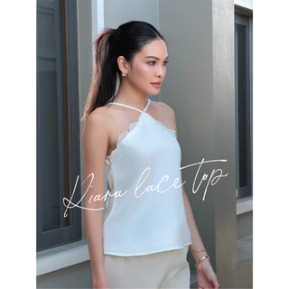 SEASON STUDIO - KIARA LACE TOP / เสื้อสายเดี่ยวผูกหลัง ดีเทลแต่งลูกไม้ ผ้าซาติน