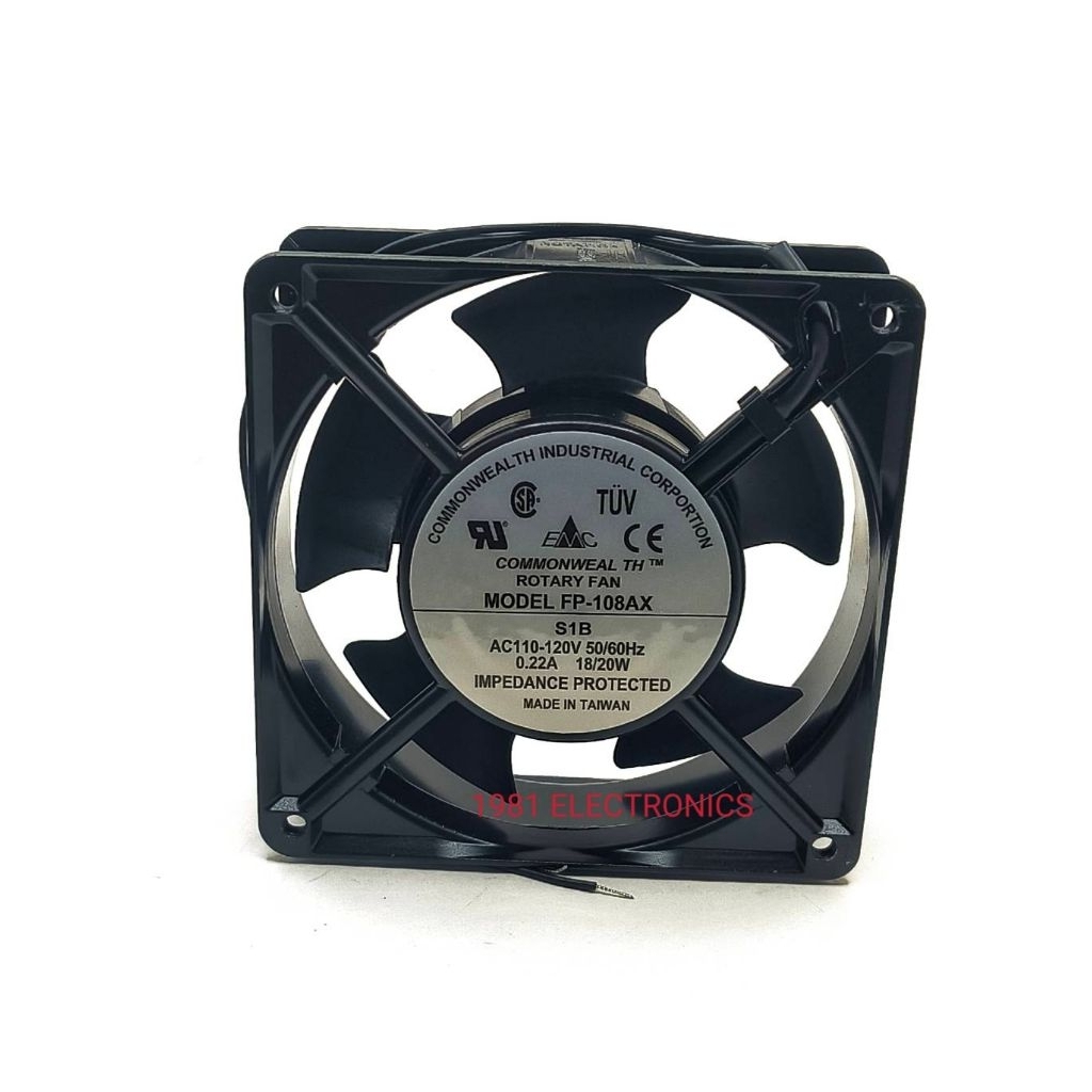 1ตัว พัดลม 4.5 นิ้วเหลี่ยม  110Vac 120x120x38MM  MODEL. FP-108-1S1-BU ROTARY FAN AC110-120V 50/60Hz 