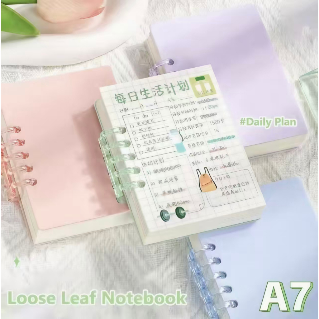 COOLE Pocket Notebook, A7 Loose-leaf Mini Notebook, Square 80Sheets แนวนอน Line หน้าด้านใน Notepad ของขวัญ