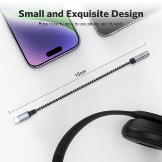 MEEGOO สายแปลงเสียง Type-C เป็น 3.5mm 15ซม รองรับโทรศัพท์/แท็บเล็ต ไม่มีเสียงรบกวน สายถักไนล่อนทนทาน