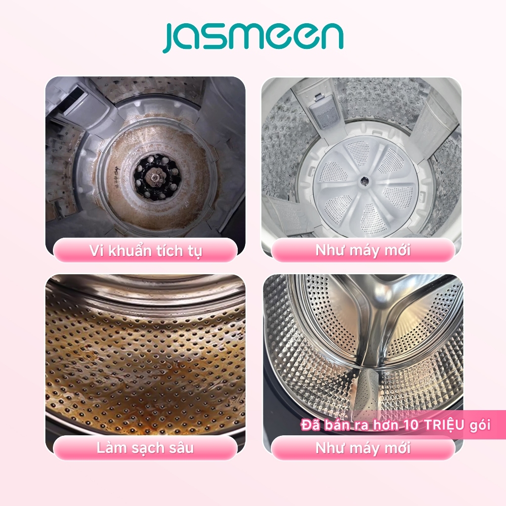 น้ำยาทำความสะอาดเครื่องซักผ้า Jasmeen ทำความสะอาดถังซักและตัวปั่นผ้า ขจัดคราบตะกรันและฆ่าเชื้อโรค ราคา ถูกที่สุด ดีลบีเคเค แกลเลอรีภาพที่ 3